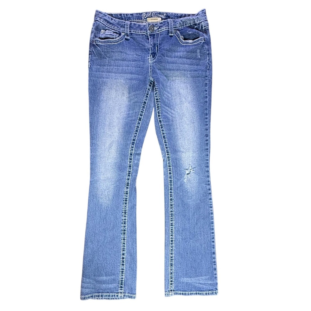 Y2K Red Camel Women's Size 13 Bootcut Jeans‎ Denim Embroidered Pockets